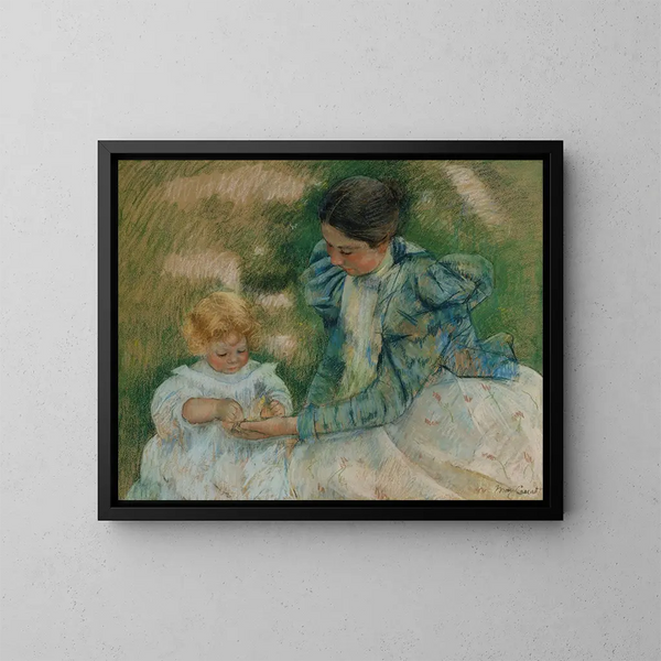 Mor som leker med ett barn - Mary Cassatt — inramlat konstverk på väggen