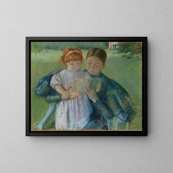 Sjuksköterska som läser för en liten flicka - Mary Cassatt — inramlat konstverk på väggen