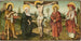 La Crucifixion med Saint Jean-Baptiste och Saint Jérôme - Maître de l'Épitaphe de Breidenbach — vy av konstverket