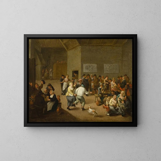 Amusement à l'auberge - Mattheus van Helmont — inramlat konstverk på väggen