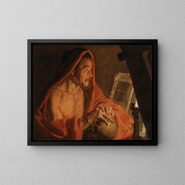 Saint Jérôme - Matthias Stom — inramlat konstverk på väggen