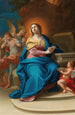 La Vierge à l'Enfant avec des anges et trois clous de la croix - Mattia de Mare — vy av konstverket