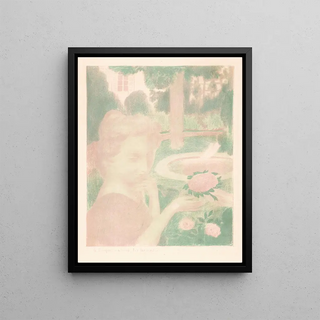 Maurice Denis - Jonge vrouw krijgt bloemenboeket in een tuin.webp
