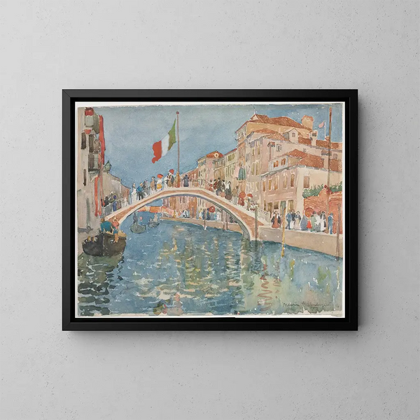 En bro i Venedig - Maurice Prendergast — inramlat konstverk på väggen