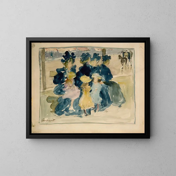 Le long du boulevard - Maurice Prendergast — inramlat konstverk på väggen