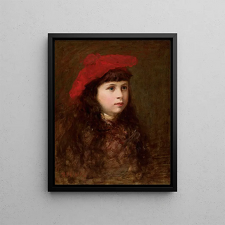 Maurycy Trbacz - Portrait of a girl in a red beret.webp