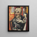 självporträtt med champagneglas - Max Beckmann — inramlat konstverk på väggen