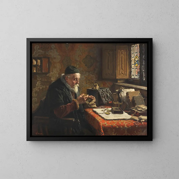 Le collectionneur de monnaies - Max Gaisser — inramlat konstverk på väggen