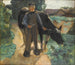 En bonde med sin ko - Max Liebermann — vy av konstverket