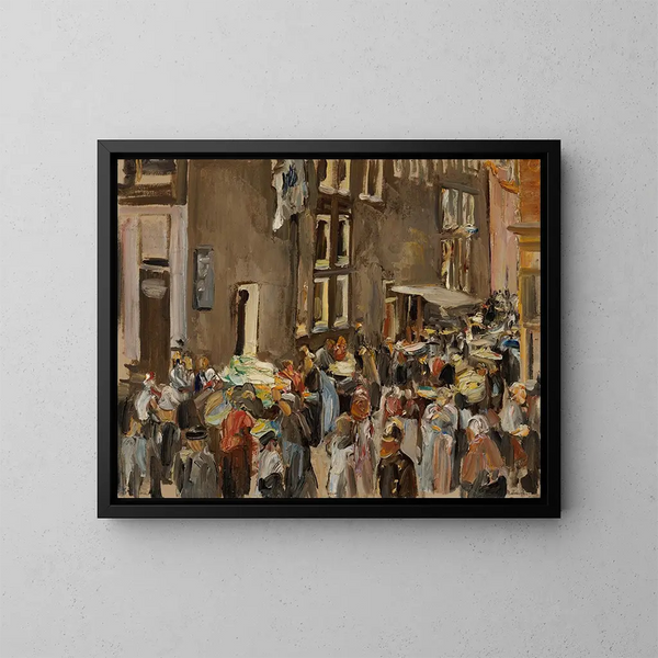 Rue des Juifs à Amsterdam, hörn av Uilenburgersteeg och Jodenbreestraat - Max Liebermann — inramlat konstverk på väggen