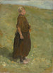 Ung flicka stående på dynan, mot höger - Max Liebermann — vy av konstverket