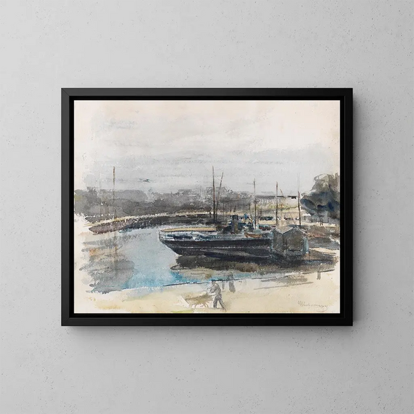 Quai à Hambourg - Max Liebermann — inramlat konstverk på väggen