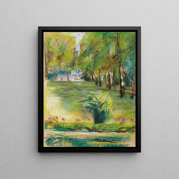 Max Liebermann - The Artists Garden Seen to the East from the Terrace with a View of the Birch Avenue and the Wannsee.webp