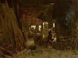 Atelier de Zimmermann La famille du bûcheron - Max Liebermann — vy av konstverket