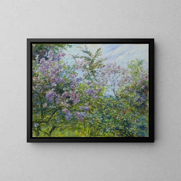 Lilas i blommor - Max Slevogt — inramlat konstverk på väggen