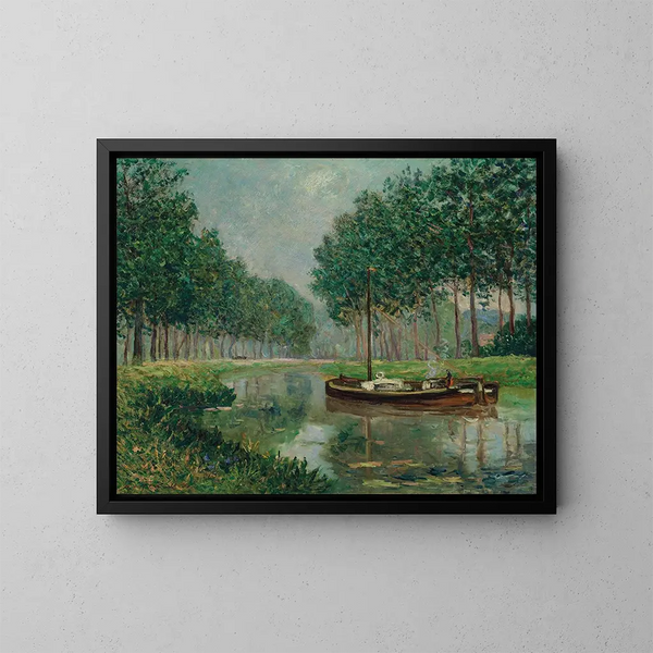 Chaland sur le canal - Maxime Maufra — inramlat konstverk på väggen