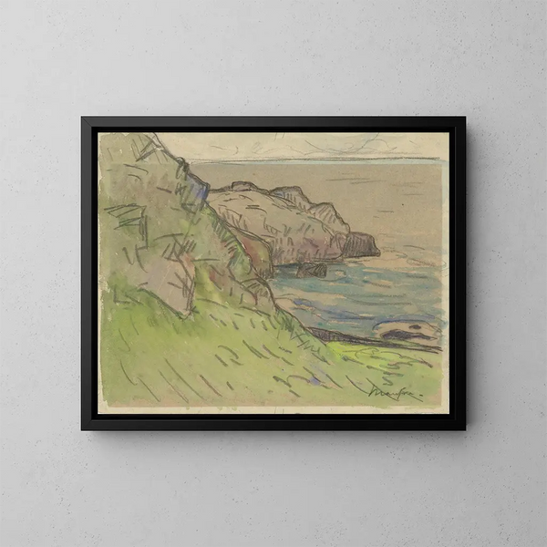 klippig kust i Bretagne - Maxime Maufra — inramlat konstverk på väggen