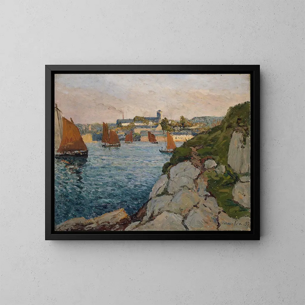 Douarnenez i solen - Maxime Maufra — inramlat konstverk på väggen