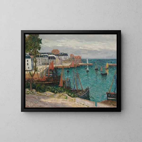 Le port de Sauzon, Belle-Île-en-Mer - Maxime Maufra — inramlat konstverk på väggen