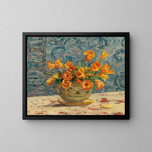 Vas av blommor - Maxime Maufra — inramlat konstverk på väggen