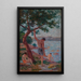Saint-Tropez badare under tallskogen - Maximilien Luce — inramlat konstverk på väggen