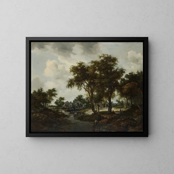 Le Moulin à eau, le paysage de Trevor - Meindert Hobbema — inramlat konstverk på väggen