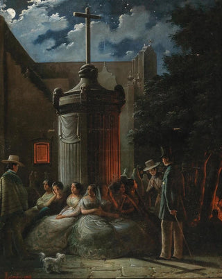 Mexican School - A Moonlit Night In The Square In Front Of The Catedral Metropolitana De La Asuncin De Maria De La Ciudad De Mexico In Mexico City.webp