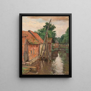 Micha GorstkinWywirski - View of a village with stream.webp