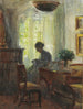 inomhus av konstnärinnan fru Anna Ancher av Sytjet - Michael Ancher — vy av konstverket
