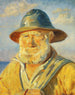 Fiskare i Skagen i kvällssol Studie - Michael Ancher — vy av konstverket