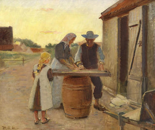 en fiskarfamilj i arbete - Michael Ancher — vy av konstverket
