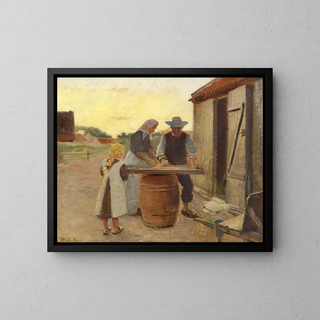 en fiskarfamilj i arbete - Michael Ancher — inramlat konstverk på väggen