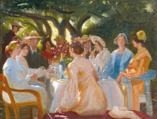 Le déjeuner des acteurs à Skagen - Michael Ancher — vy av konstverket