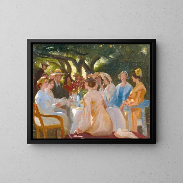 Le déjeuner des acteurs à Skagen - Michael Ancher — inramlat konstverk på väggen