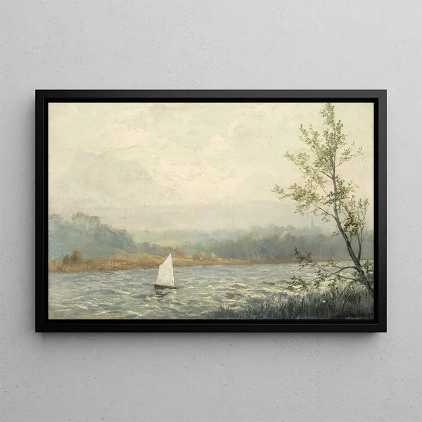 Part of stormy sailing at Simssee - Michael Licklederer — inramlat konstverk på väggen