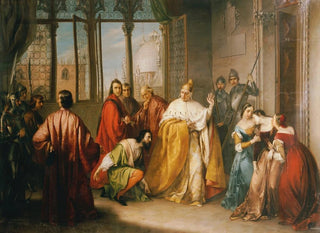 Le Doge Francesco Foscari skickar sin son Giacomo i exil - Michelangelo Grigoletti — vy av konstverket