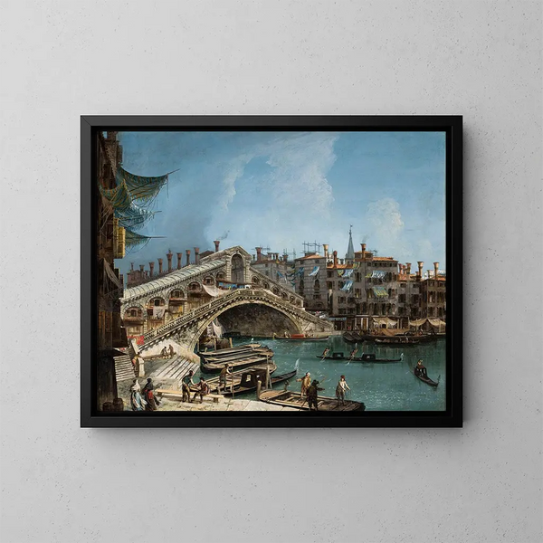 Rialto-bron i Venedig - Michele Marieschi — inramlat konstverk på väggen