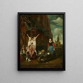 Michiel Van Musscher - Het varken op de leer met gezicht op de Haarlemmerpoort.webp