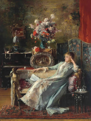 Mihly Munkcsy - Young Woman sitting on a Sofa.webp