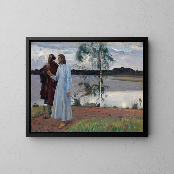 Pèlerins au-delà de la Volga - Mikhail Nesterov — inramlat konstverk på väggen