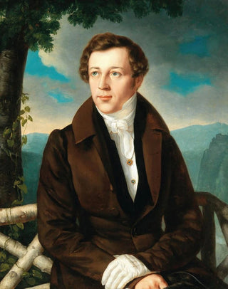 Mikls Barabs - Portrait eines Herren vor einem Landschaftshintergrund.webp