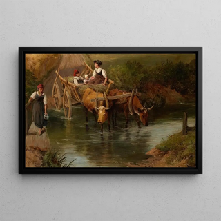 Myles Birket Foster - Crossing the Ford.webp