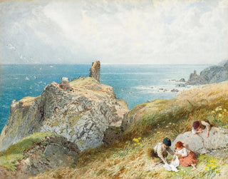 Château de Fast, Berwickshire, Écosse - Myles Birket Foster — vy av konstverket