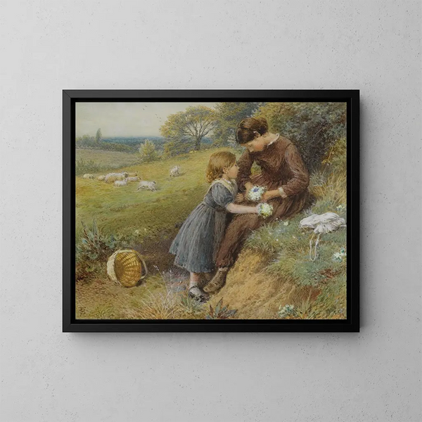 Primulor - Myles Birket Foster — inramlat konstverk på väggen
