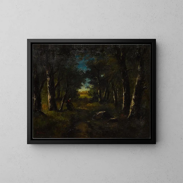 La cueillette en forêt - Narcisse Virgile Diaz de la Peña — inramlat konstverk på väggen