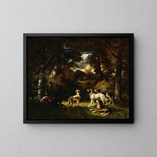 Repos de la chasse - Narcisse Virgile Diaz de la Peña — inramlat konstverk på väggen