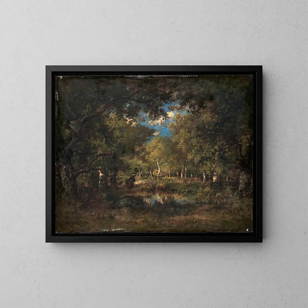 La forêt de Fontainebleau - Narcisse Virgile Diaz de la Peña — inramlat konstverk på väggen
