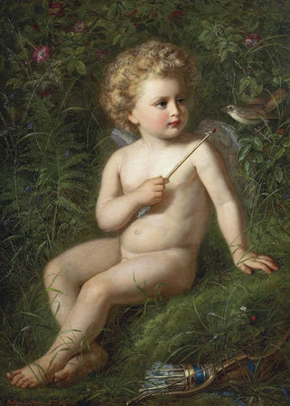Nathanal Schmitt - Putto Feeding A Strawberry To A Bird.webp