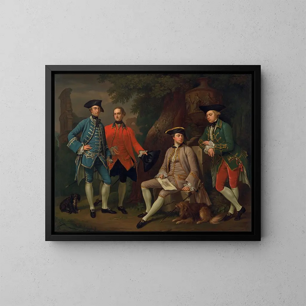 James Grant av Grant, John Mytton, den ärorike Thomas Robinson och Thomas Wynne - Nathaniel Dance-Holland — inramlat konstverk på väggen