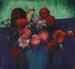 stilleben med dahlior och margueriter i en blå vas - Mark Gertler — vy av konstverket
